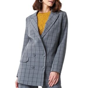 GESTUZ Mokita Double Breasted Blazer Relaxed Fit in Grey Women’s Size Medium